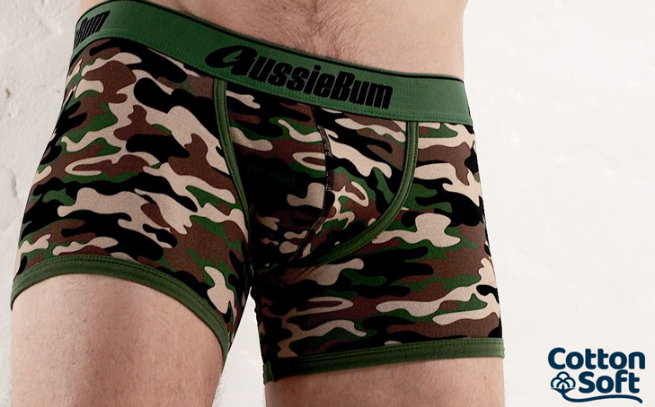 Boxerky AussieBum CottonSoft Camo Green Hipster4